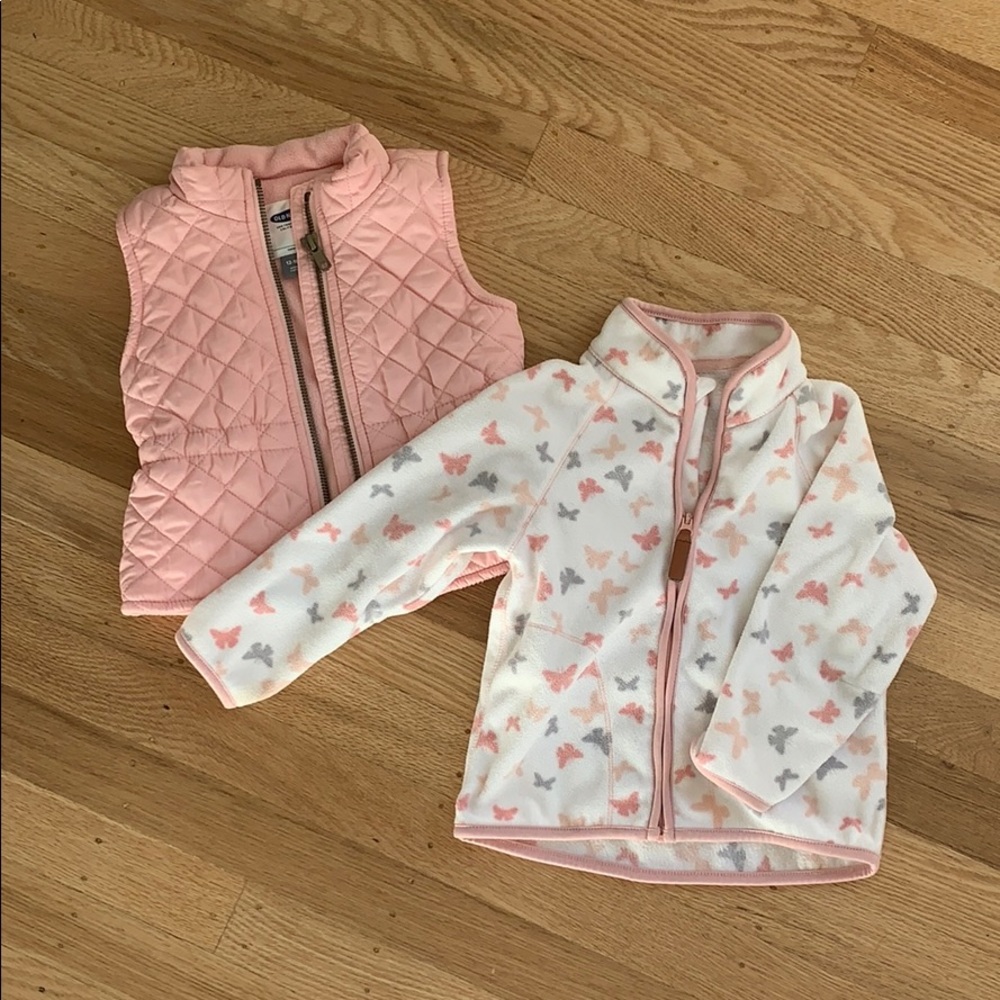 Bundle of pink outwear- vest and fleece